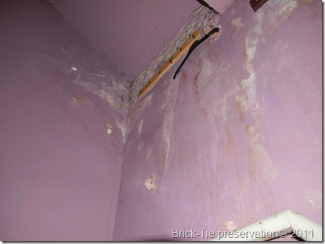 A council owned house with a leaking overflow, causing penetrating damp in the halllway and landing