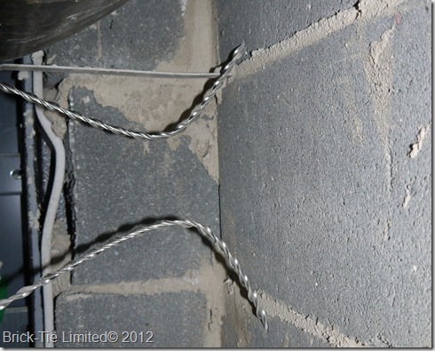 Example of wall ties installed wrong by untrained builder