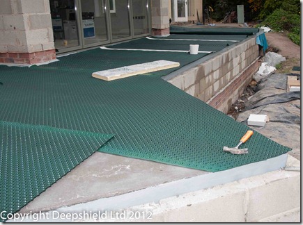 A flat concrete deck waterproofed using Vandex BB75E