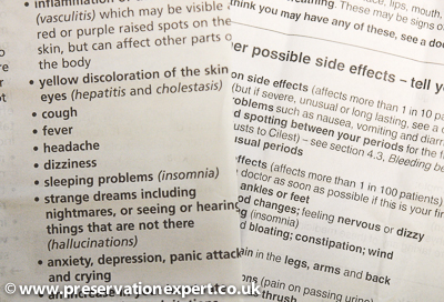 Just a fraction of the symptoms cause by common prescription drugs and often blamed on mould