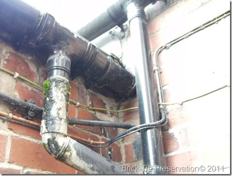 penetrating damp in Newcastle, caused by a blocked rainwater pipe.