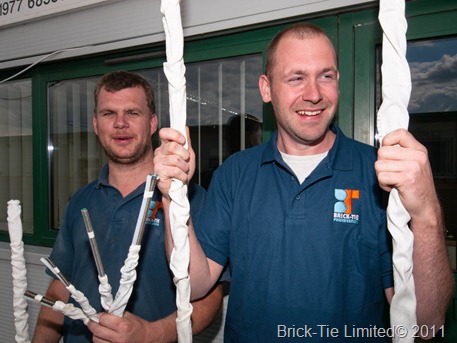 Brick-Tie technicians show off some of the Cintec anchors we've used on tie and stitching jobs recently