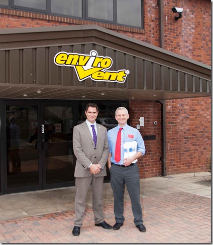 Bryan Hindle and Stuart Wright at Envirovent's Positive Input Ventilation unit assembly plant