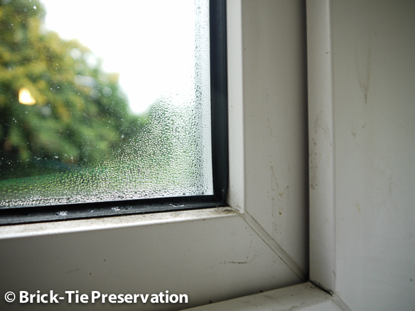 Image of a double glazed window with condensation on it